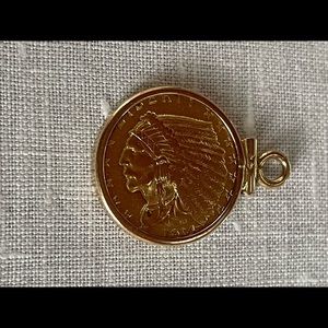 1914 $2.5 Indian Head Gold Coin in 10K Bezel on 32” chain